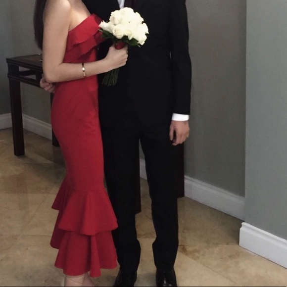 Glam red midi dress lulus - Picture 4 of 4